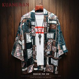Kuangnan Kimono Shirt Men Streetwear Kimono Cardigan Men Shirts Casual Japanese Kimono Men Shirt 5xl Clothing 2019 Spring New SH19062801
