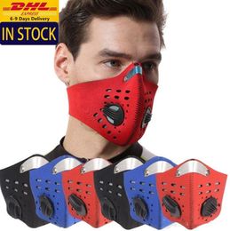 DHL Ship Reusable Breathable Riding Cycling Face Mask With Valve Adult Outdoor Anti Dust Pm2.5 Filter Protective mascherine FY9037