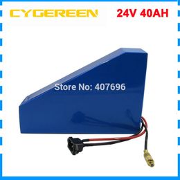 1000W bicycle battery 24V 40AH ebike battery 24V Triangle lithium ion battery use 2600mah 18650 cell 50A BMS 5A Charger with bag