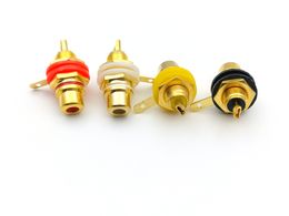 100pcs Gold Plated RCA Female Jack Panel Mount Chassis Socket adapter