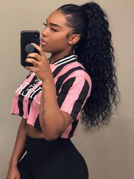 new hairstyle human hair ponytail extensions for black women,loose curly human brazilian virgin hair drawstring ponytails natural black