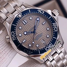 New Diver 300M Steel Case 210.30.42.20.06.001 Blue Bezel Gray Texture Dial Miyota 8800 Automatic Mens Watch SS Steel Bracelet Pure_Time E362