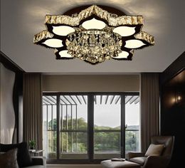 Nordic Modern Led K9 Crystal Glass Flower Round Ceiling Lights Dimmable Light Fixtures for Living Room Bedroom Hotel Home Decor MYY