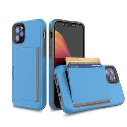 Dual Layer Hybrid Card Slot Case Cases for iphone 6 6s 7 8 Plus X Xs Max XR 11 Pro 13 12 Cover with Kickstand Feature