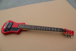 Factory Custom travel/children red Electric Guitar with a soft bag,Rosewood fretboard with dot inlay,Can be customized