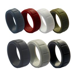 New 8mm Men Plaid Silicone Ring Mens Business Outdoor Sports Engagement Wedding Working Rings Size 8 9 10 11 12 13