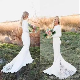 country style dresses women Australia - New Country Style Lace Mermaid Wedding Dresses Bohemian Long Sleeve Beach Court Train Wedding Bridal Gowns Boho Summer Cheap Dress for Women