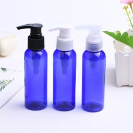 50pcs 100ml blue lotion screw pump bottle empty shampoo plastic bottle shower gel packaging container PET bottle with dispenser