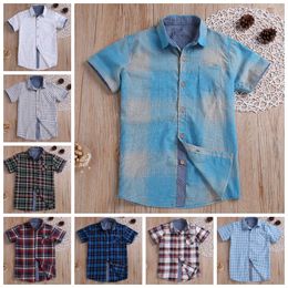 Baby Boy Clothes Plaid Kids T Shirt Short Sleeve Children Tees Casual Lattice Boys Tops Summer Kids Clothing 8 Designs DHW3240