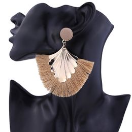 2020 New Bohemian Tassel Earrings Alloy Handmade 9 Styles Fan Shape Drop Dangle Statement Earrings Girls Women Fashion Jewellery Gift