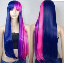 WIG Cosplay Lolita Blue and pink Friendship is Magic DNA Wigs AE140