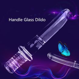 Diameter16/20/25/30mm Big Crystal Handle Realistic Artifical Anal Stimulation Sex Toys Dildo For Women Glass Y200421