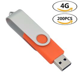 j_boxing 200X 4GB USB 2.0 Flash Drives Orange Rotating Pen Drives Flash Memory Stick Thumb Pen Storage for Computer Laptop Tablet Macbook