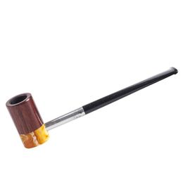 Latest Natural Wood Mini Colourful Agate Handpipe Smoking Philtre Mouthpiece Tube Portable Removable Handle Herb Tobacco Holder DHL Free