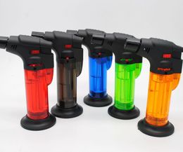 plastic windproof Torch Straight lighter portable jet cigar Butane Inflatable lighters NO GAS 5 Colours Kitchen BBQ Tool