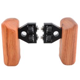 Freeshipping DSLR Wooden Dual Handle Grip With Connector For DV Video Camera Cage Steadycam Stabiliser Accessories C1346