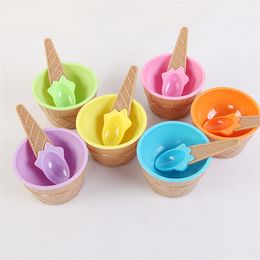 Kids Ice Cream Bowls Ice Cream Cup Couples Bowl Gifts Dessert Container Holder With Spoon Best Children Gift Supply SZ589