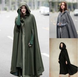 Four-color Hooded Lace Cape with Long Cape Woman Coats Winter 2018 Womens Plus Size Fashions