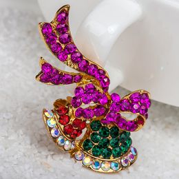 Wholesale-Christmas Brooch Rhinestone Crystal Brooches Bell Snowman Angels Brooch And Pin Clothes Decor Christmas Gifts XZ86