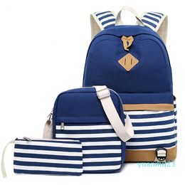 Designer-3pcs Set Canvas Laptop Backpack Women Travel Back Pack School Bags For Teenage Girls Bagpack Student Backpacks Mochila Feminina