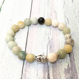 MG0614 New Design Buddha Head Energy Bracelet Natural Amazonite Handmade Bracelet Emotion Elimination Bracelet Free Shipping