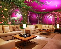 3d Wallpaper Living Room Forest Red Fantasy Whole House Background Wall Home Decor Living Room Bedroom Wallcovering