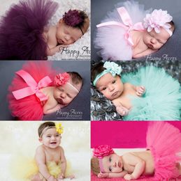 Newborn Tutu Dress Designer Toddler TUTU Skirt Headband 2pcs Sets Baby Girl Clothes Photo Kids Clothing 7 Designs Optional DHW2212