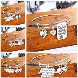 Family Series Retro Lettering Peach Heart Bracelet Mom Daughter Gift DAB170 Charm Bracelets Jewellery bracelet