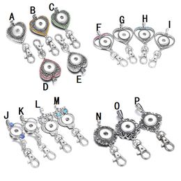 Noosa Snap Button Jewellery Key Rings Keychains Rhinestone Love Heart 18mm Key Chains DIY Holders Lanyard