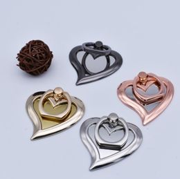 Universal 360 Degree Mirror Heart Shape Finger Ring Holder Phone Stand For iPhone 7 6s Samsung For Mobile Phones 4 colors