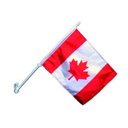 Canada Car Window Flags, National 30X45cm with 43cm Plastic Poles, 100D polyester with 80% Bleed, one Layer, Free Shipping