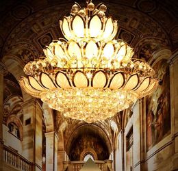 LED Chandeliers Lights Fixture Modern Crystal Lotus Flower Chandelier Golden Crystal Pendant Lamps Home Indoor Hotel Clubs MYY