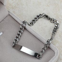 Stainless steel silver Bracelets for Women and men Dainty Bar square Pendant Charm Bracelet Delicate Friendship Gifts