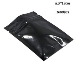 1000pcs 8.5*13cm free DHL Black Zip Lock Mylar Packing Bag Pouches Candy Package Grocery Zipper Sealing Pocket Packaging Bags Glossy