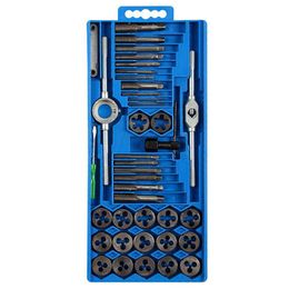 Freeshipping 40PC Blue Professional Metric tap wrench and die set cuts M3-M12 bolts + storage case