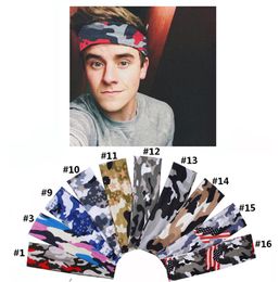 Men Sport Camouflag Headband Elastic Fitness Yoga Sweatband Women Outdoor Gym Running Tennis Basketball Wide Hair Bands C6678