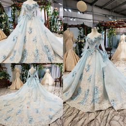 Luxury Arabic Wedding Dresses Jewel Neck Lace Appliques Tassel Beading Country Wedding Bridal Gowns Long Sleeve Vestidos De Novia