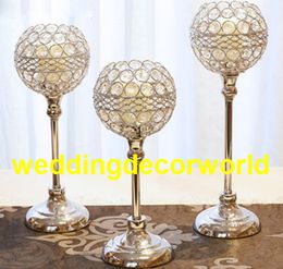 New style Metal Golden Candle Holders Hollow Crystal Wedding Table Candelabra Centrepiece Flower Rack Road Lead For Home Decor best0571