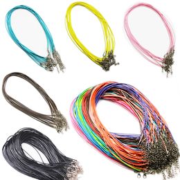 100PCS 1.5 mm Leather Chains Necklaces Bracelet Pendant Charms Lobster Clasp DIY Jewelry Making Accessories String Cord Necklace