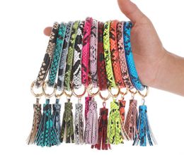 Bracelets Keychain Tassel Leopard Grain Artificial Snake Leather Printed Fashion Wristbands Bag Pendant Holiday Party Gifts WY333 ZWL