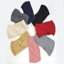 Bow knit hair band lady headband Europe and America autumn winter solid Colours new big girls hair accessories