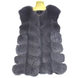 New Real fur Women Vest Leather Fashion Thick Warm Coat Jacket Solid Colour Fur Vests Women Coats