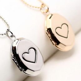 2018 New Brand Window Design Lovers Photo Frame Open Heart Locket Pendant Necklace For Birthday Valentines Gift