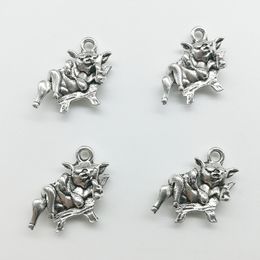 2019 new 100pcs pig Charms Pendants Retro Jewellery Accessories DIY Antique silver Pendant For Bracelet Earrings Keychain15*15mm