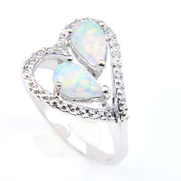 2019 New Heart-shaped Vintage Rings 5 Pcs/Lot Unique Fire White Opal Gemstone Silver Mother's gift Ring Jewelry Australia Russia Rings