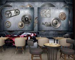 beibehang 3d wallpaper Photo wallpaper 3d on the wall metal machinery car metal restaurant tooling wallpaper home decoration