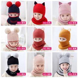 Fashion Kids Winter Hats Ears Girls Boys Children Warm Caps Scarf Set Baby Bonnet Enfant Knitted Cute Hat for Girl Boy dhl