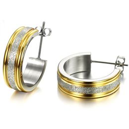 Wholesale-New trendy fashion luxury designer titanium special unique geometric half circle stud earrings for woman men