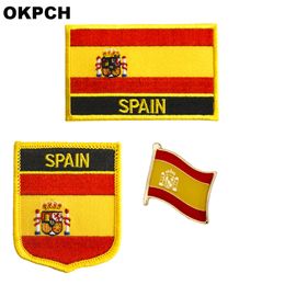 Spain flag patch badge 3pcs a Set Patches for Clothing DIY Decoration PT0190-3