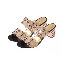 mokingtop Women Sandals Women Rhinestone Sandals Fashion Open Toe Shoes Bohemia high Heel Shoe sandals summer #es5